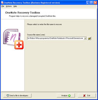 OneNote Recovery Toolbox screen shot